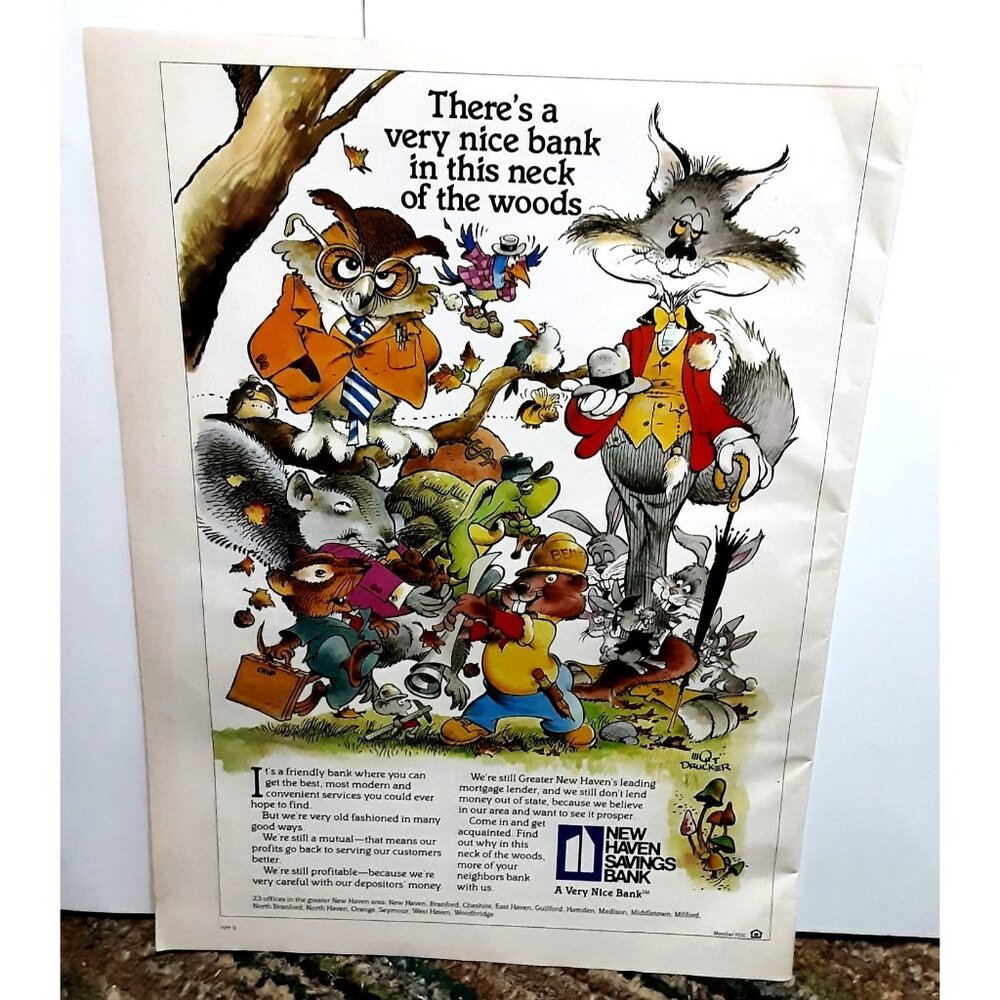 1989 New Haven Savings Bank Connecticut Mort Drucker Artist Original Print ad 80